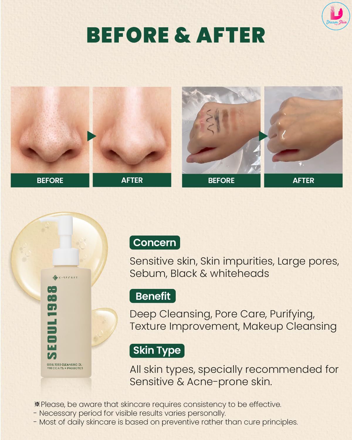 KSECRET SEOUL 1988 Cleansing Oil Pine Cica 1% + Probiotics 200ml